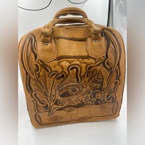 Bowling Bag, Vintage, Hand-Tooled Leather, Mexican
